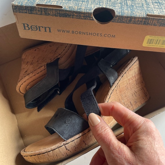 Born Shoes - Born Leather Comfort All Day Adjustable Wedge Heel Sandal Espadrille